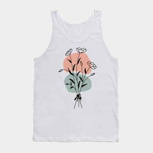 Abstract botanical One Line Art Flowers Tank Top